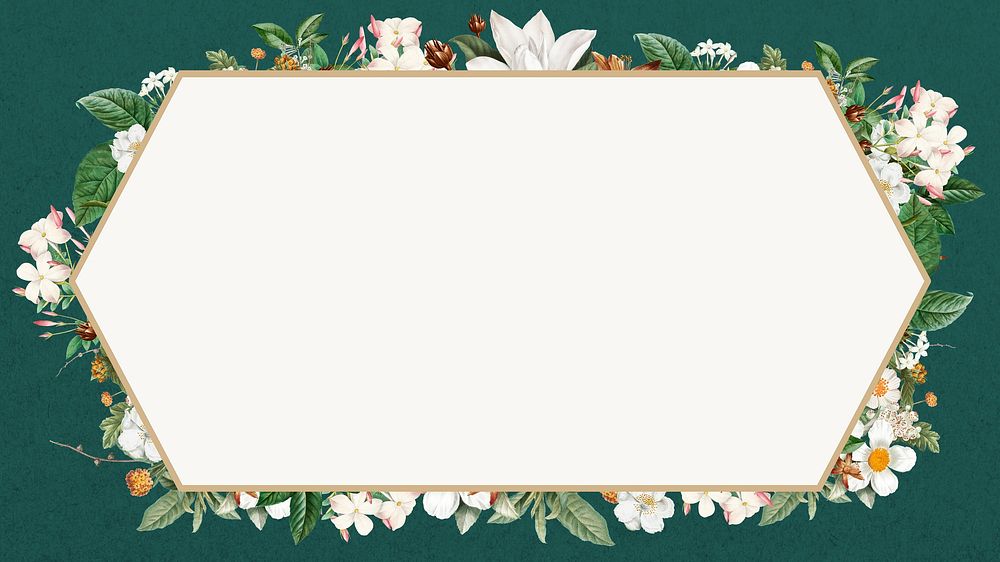 Floral hexagon frame HD wallpaper, white flower design