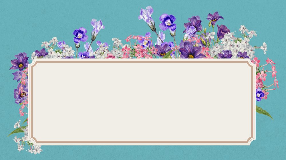 Purple flower frame HD wallpaper, Spring aesthetic illustration