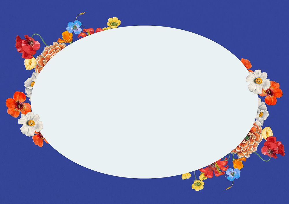 Summer floral frame, oval shape design