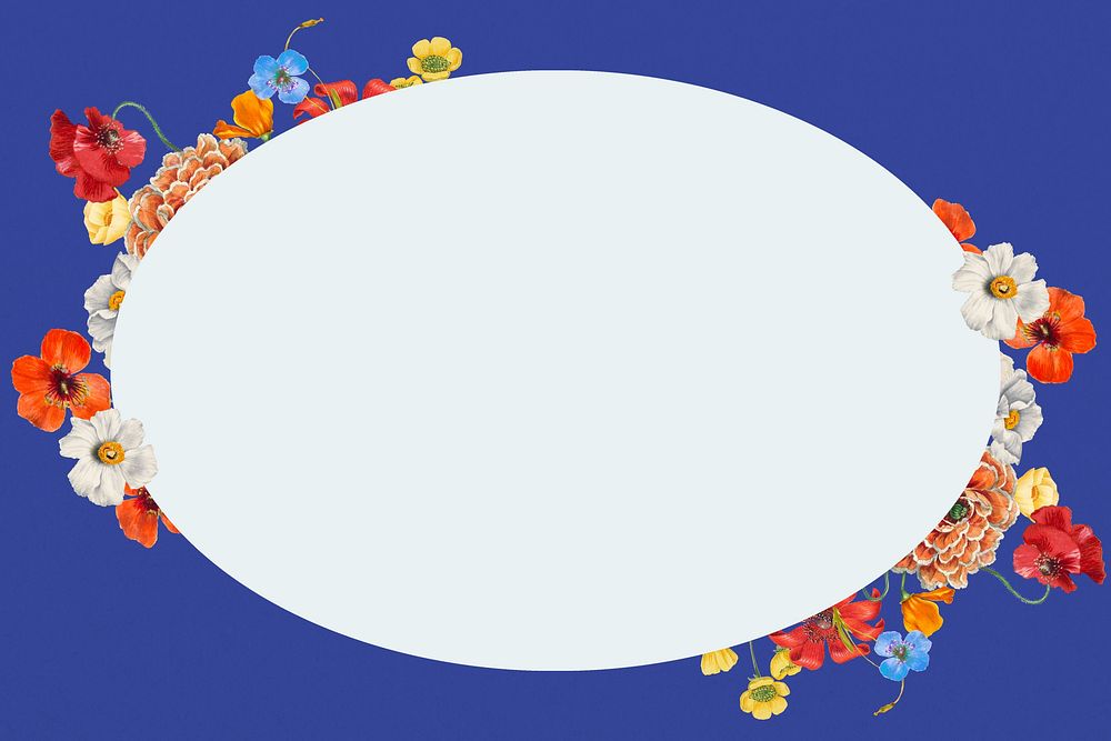 Summer floral frame, oval shape design