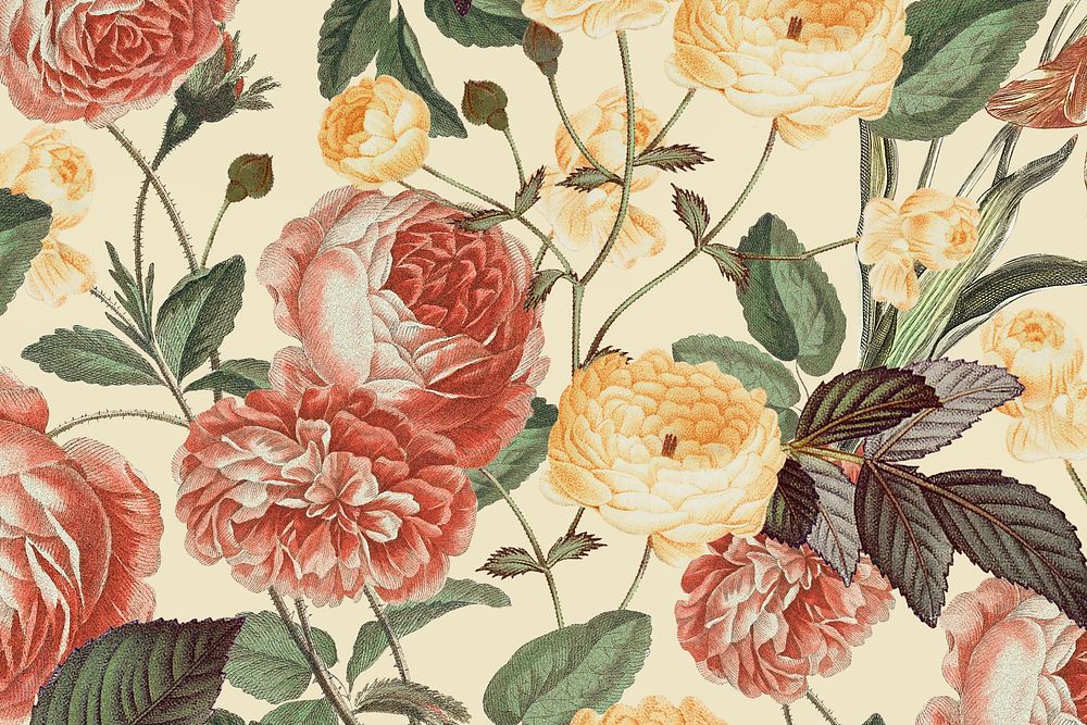 Vintage flower patterned background psd