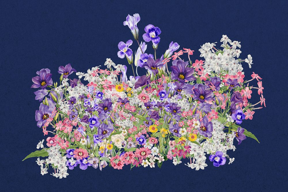 Colorful wildflowers collage element
