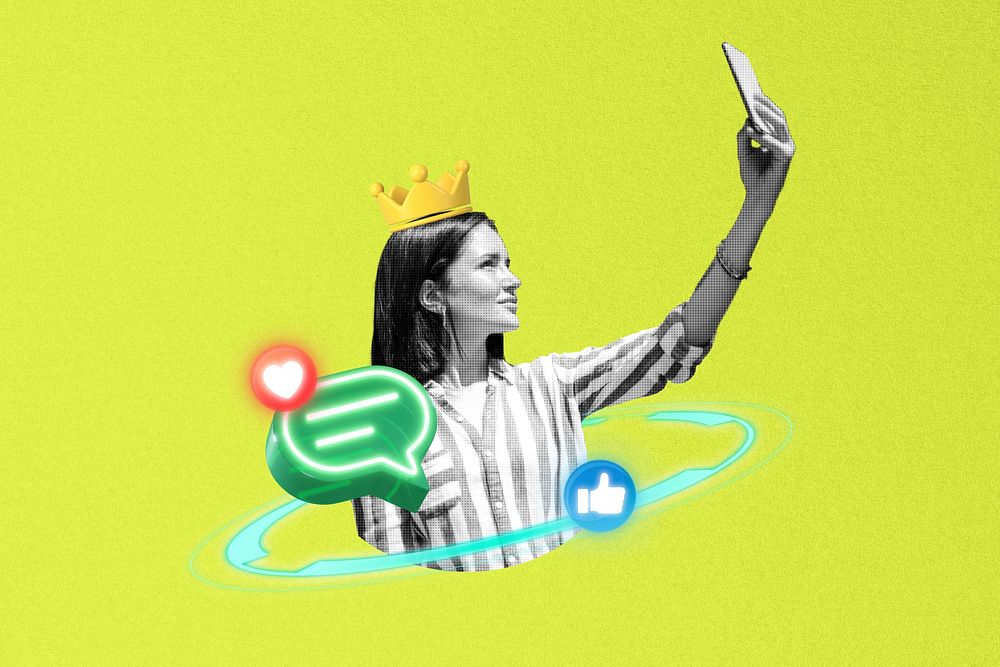 Popular social media collage, green design