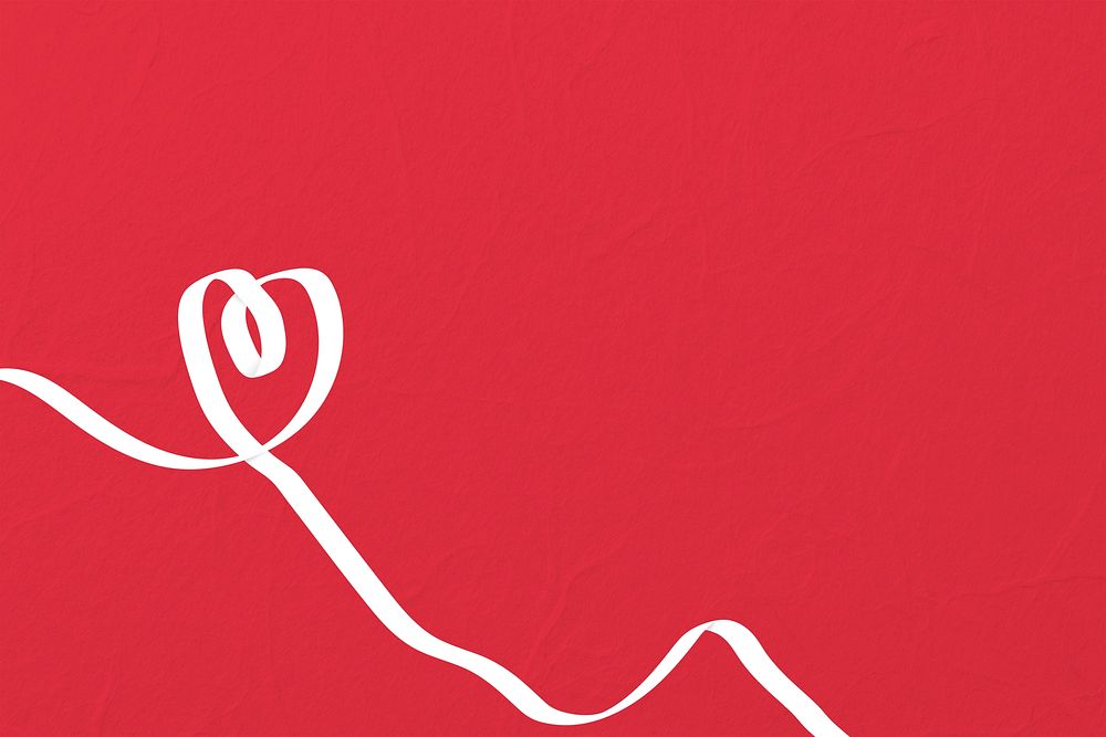 Red heart background, ribbon border