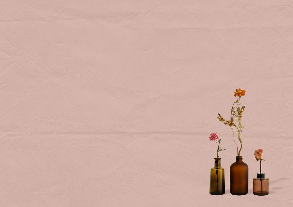Flower vase border background, pink paper design