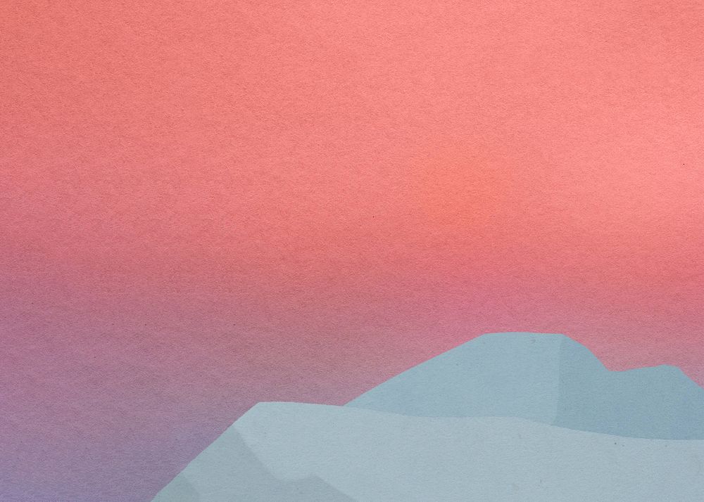 Pink gradient sky background, mountain border
