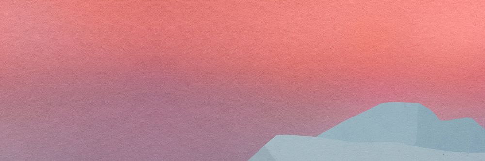 Pink gradient sky background, mountain border