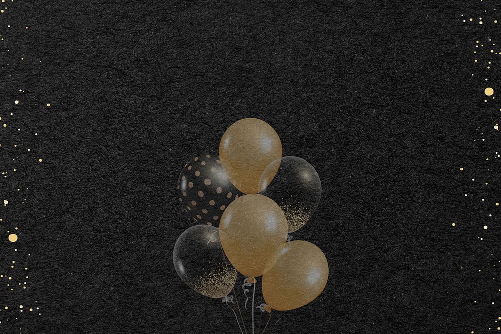 Gold party balloons background, black | Free Photo - rawpixel