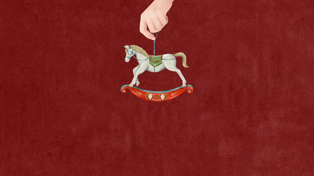 Carousel horse desktop wallpaper, red textured design