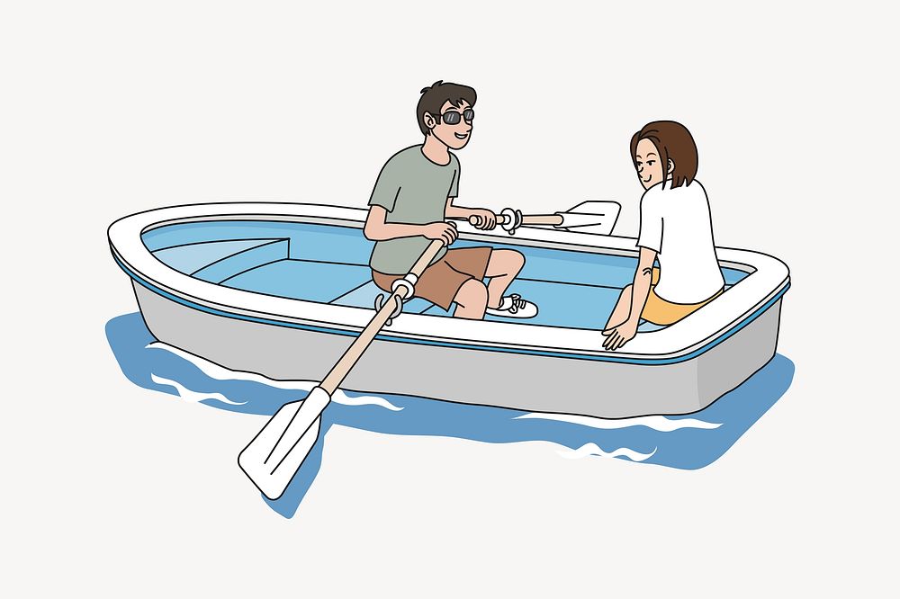 Couple paddling boat clipart. Free public domain CC0 image.