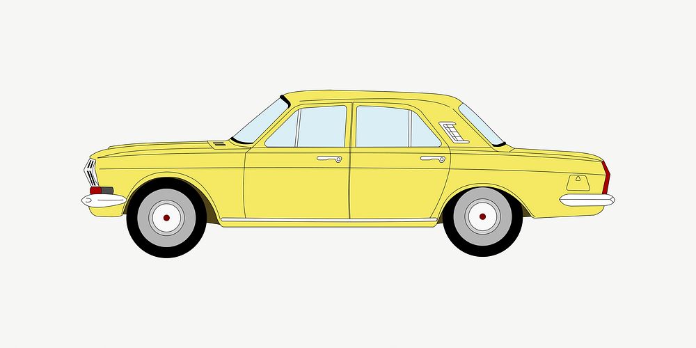 Yellow classic car clipart illustration psd. Free public domain CC0 image.
