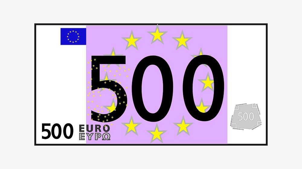 500 Euro bank note clipart. Free public domain CC0 image.