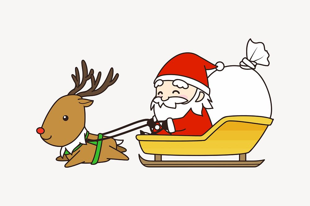 Santa Claus sleigh clip art | Free Vector - rawpixel