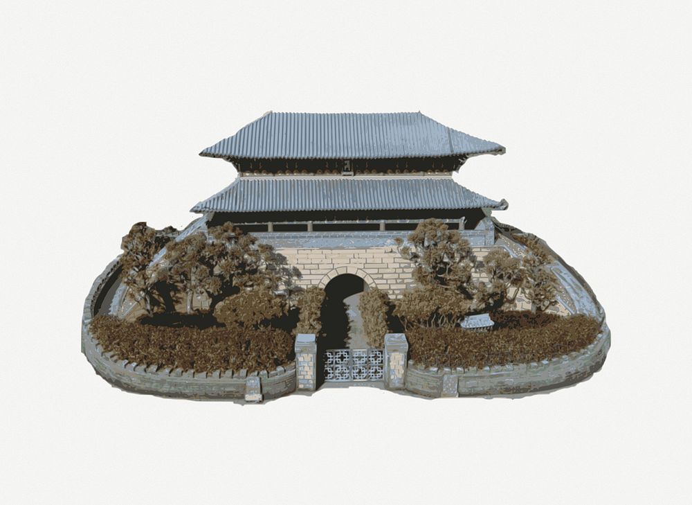 Japanese temple clipart illustration psd. Free public domain CC0 image.