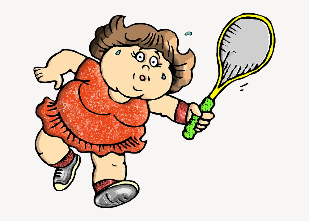 Tennis player illustration. Free public domain CC0 image.
