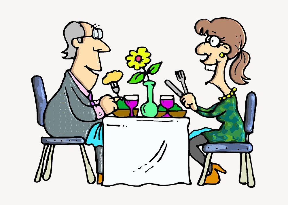 Dating dinner clipart illustration vector. Free public domain CC0 image.
