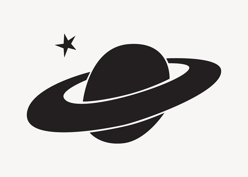 Silhouette Saturn collage element vector. Free public domain CC0 image.