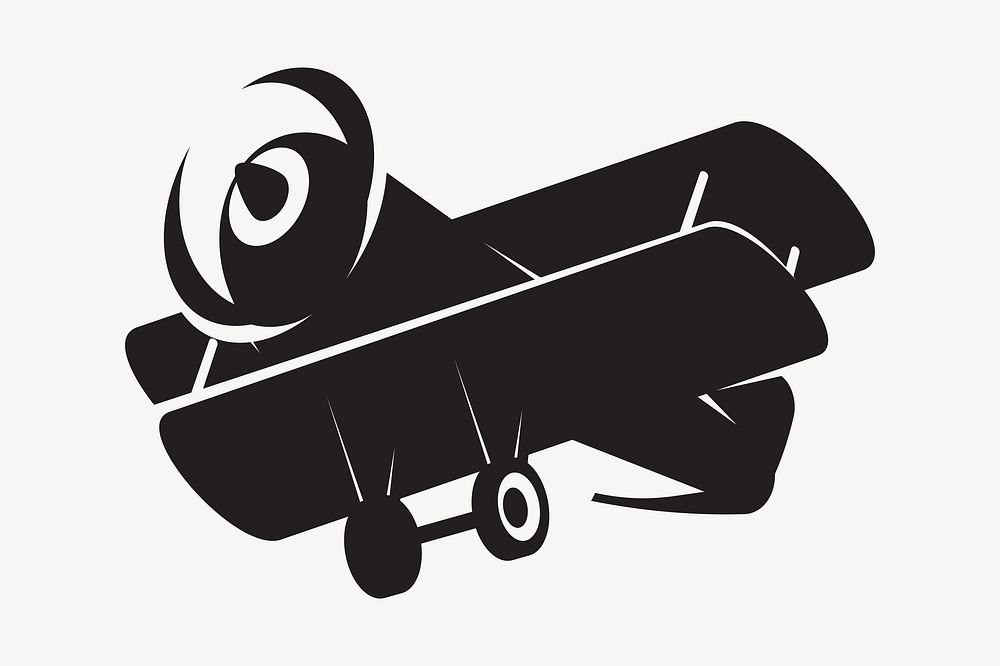 Silhouette bi plane clipart illustration vector. Free public domain CC0 image.
