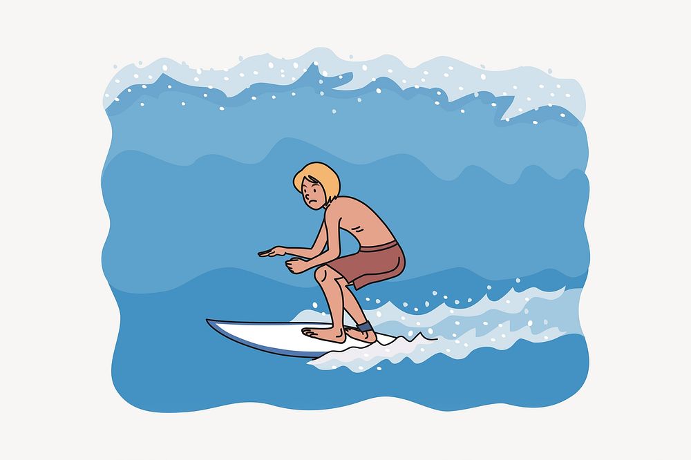 Surfer illustration. Free public domain CC0 image.