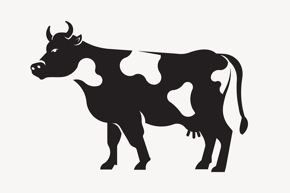 Horned cow collage element vector. Free public domain CC0 image.