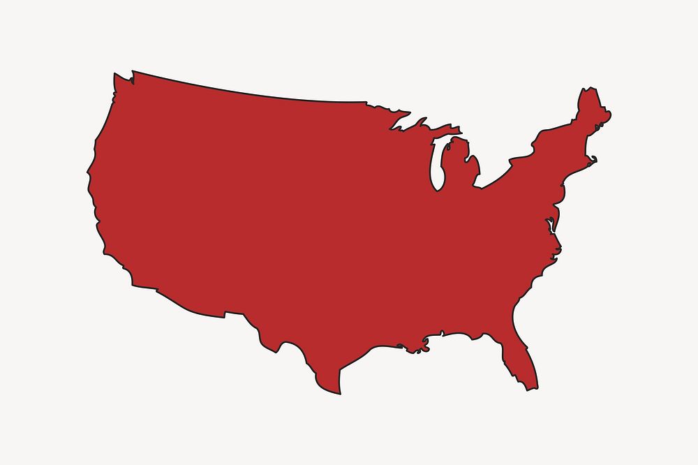 U.S. map illustration. Free public domain CC0 image.