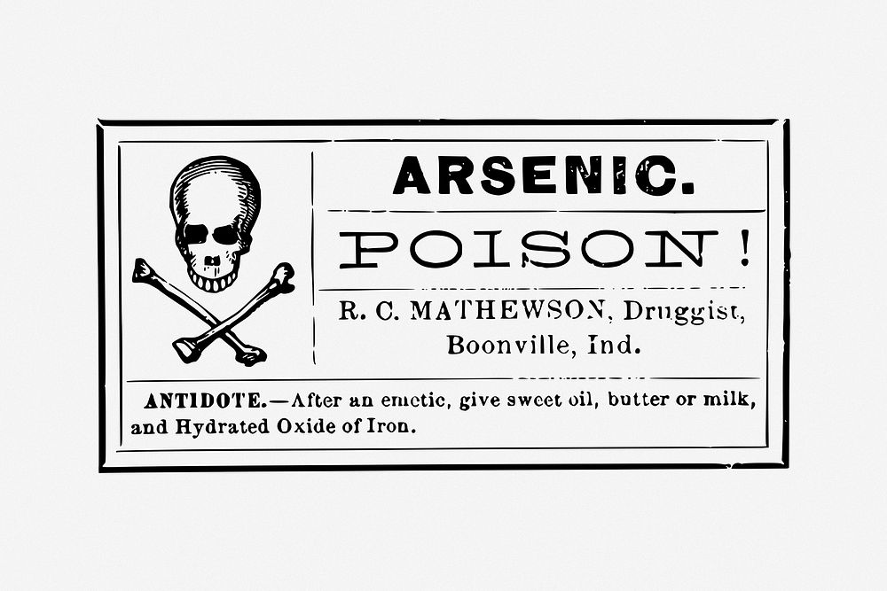 Arsenic poison! illustration. Free public domain CC0 image.