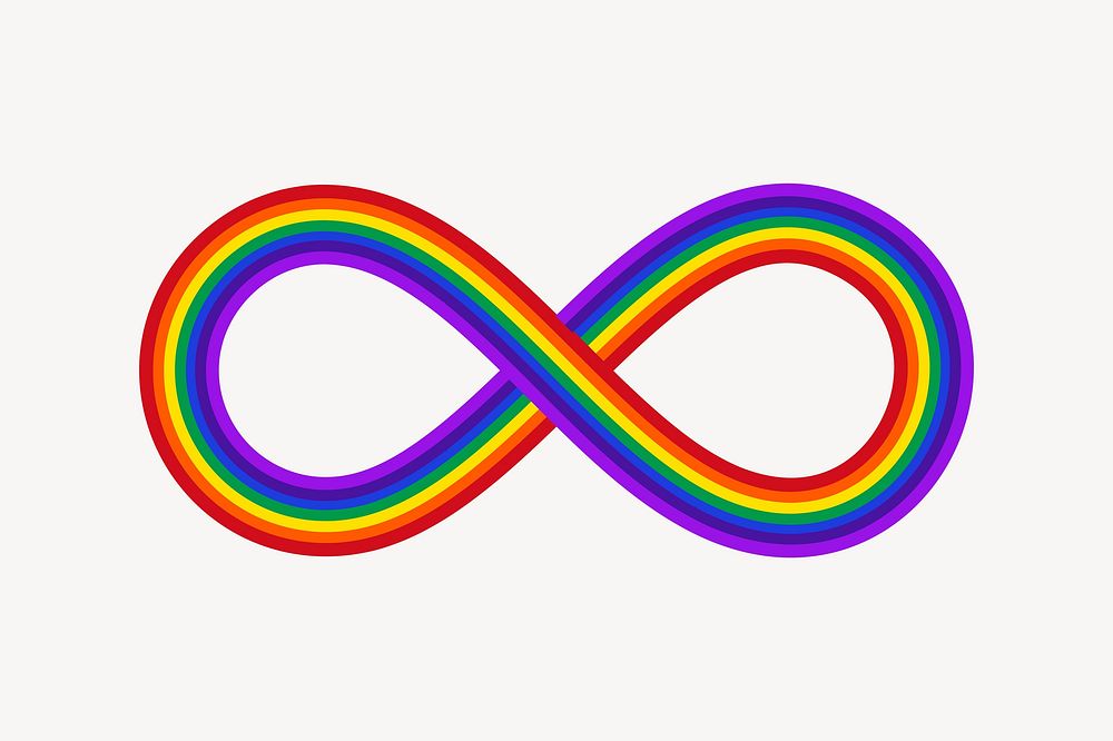 Rainbow infinity sign clipart illustration vector. Free public domain CC0 image.