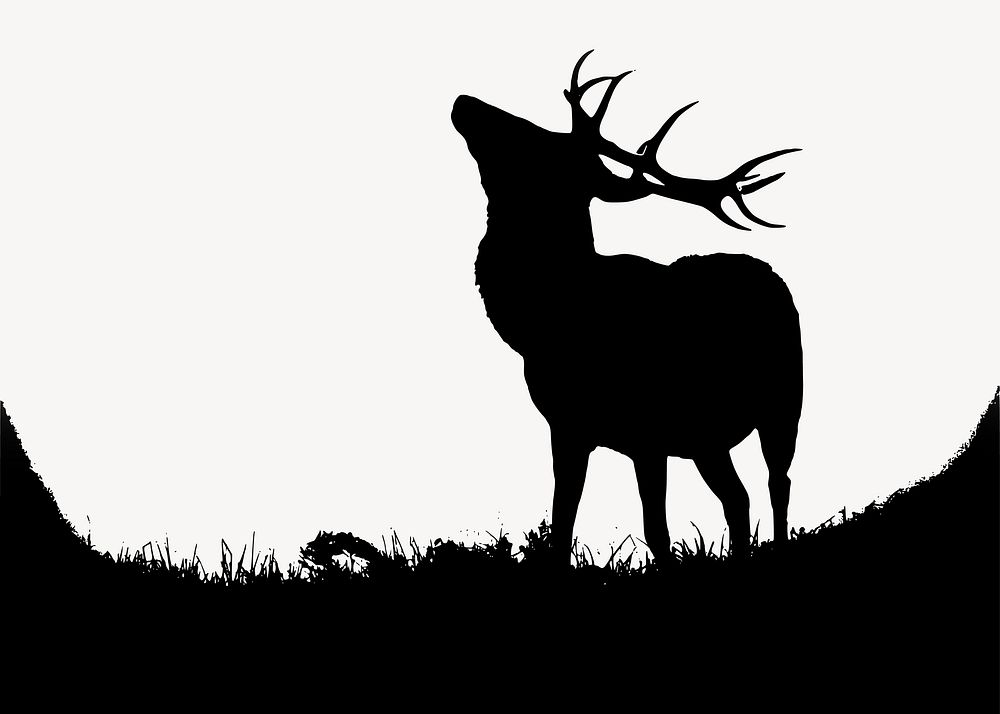 Silhouette elk clipart illustration vector. Free public domain CC0 image.