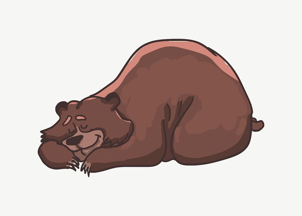Sleeping bear illustration psd. Free public domain CC0 image.