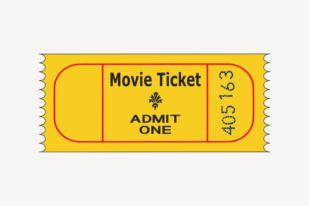 Movie ticket collage element vector. Free public domain CC0 image.