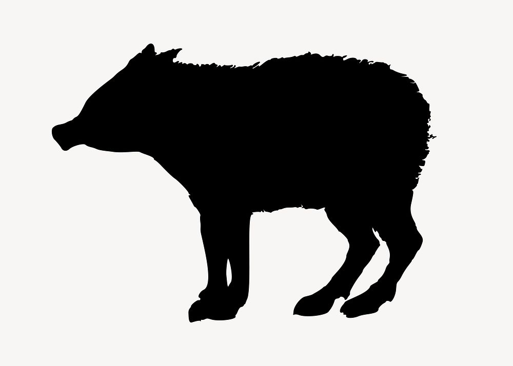 Silhouette wild pig illustration. Free public domain CC0 image.
