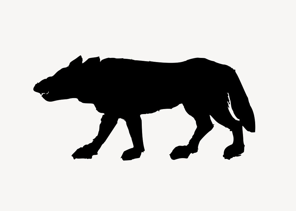 Silhouette wolf clipart vector. Free public domain CC0 image.