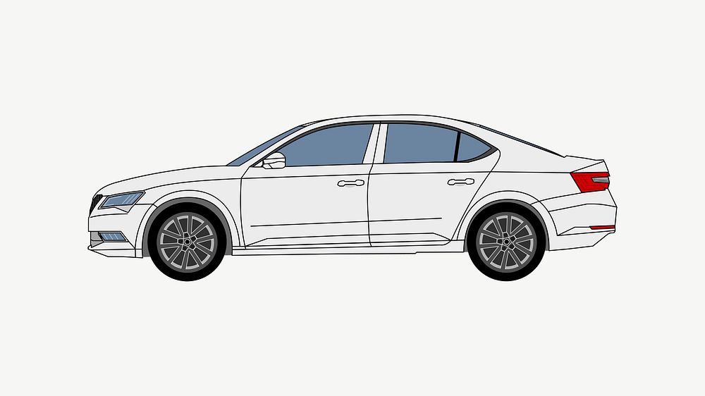 White car illustration psd. Free public domain CC0 image.