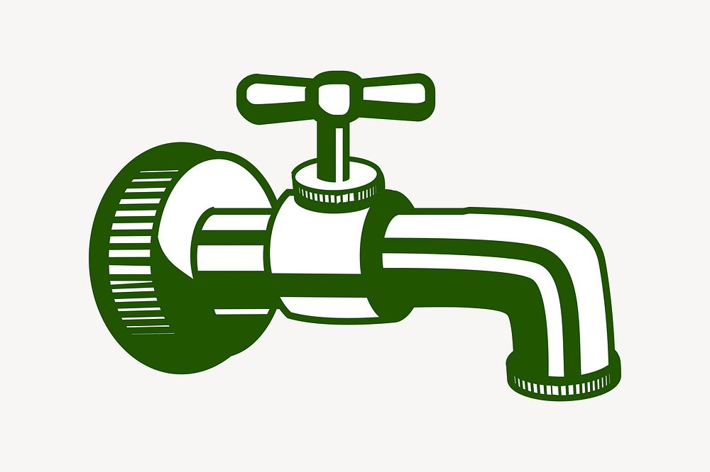 Water faucet illustration. Free public domain CC0 image.