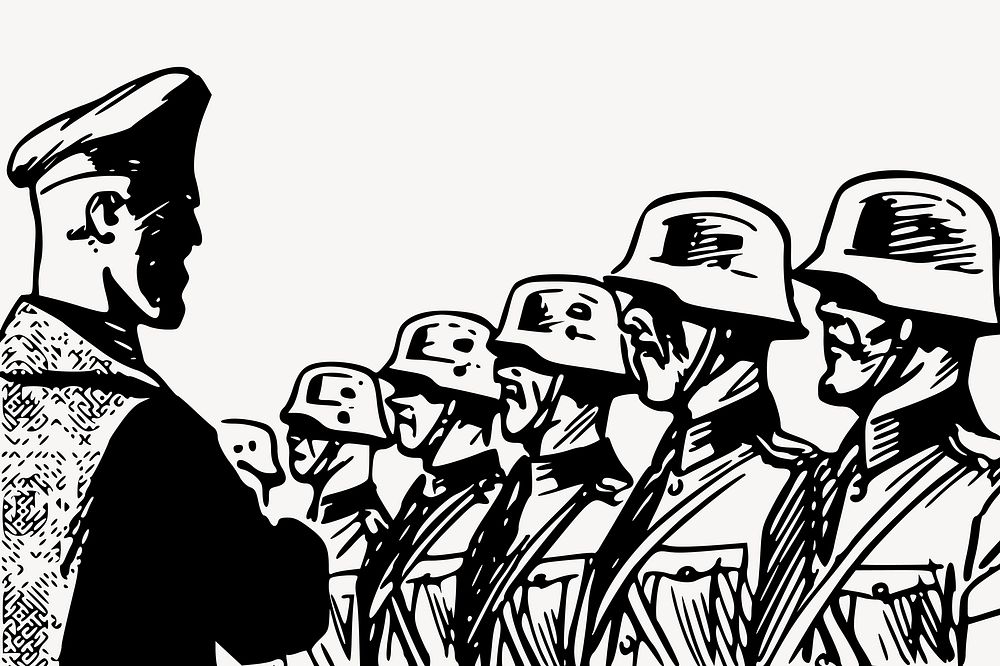 General arranging soldiers in rows clipart vector. Free public domain CC0 image.