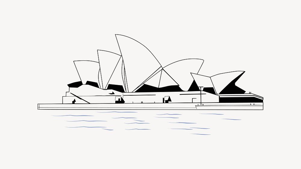Sydney opera house clipart, illustration vector. Free public domain CC0 image.