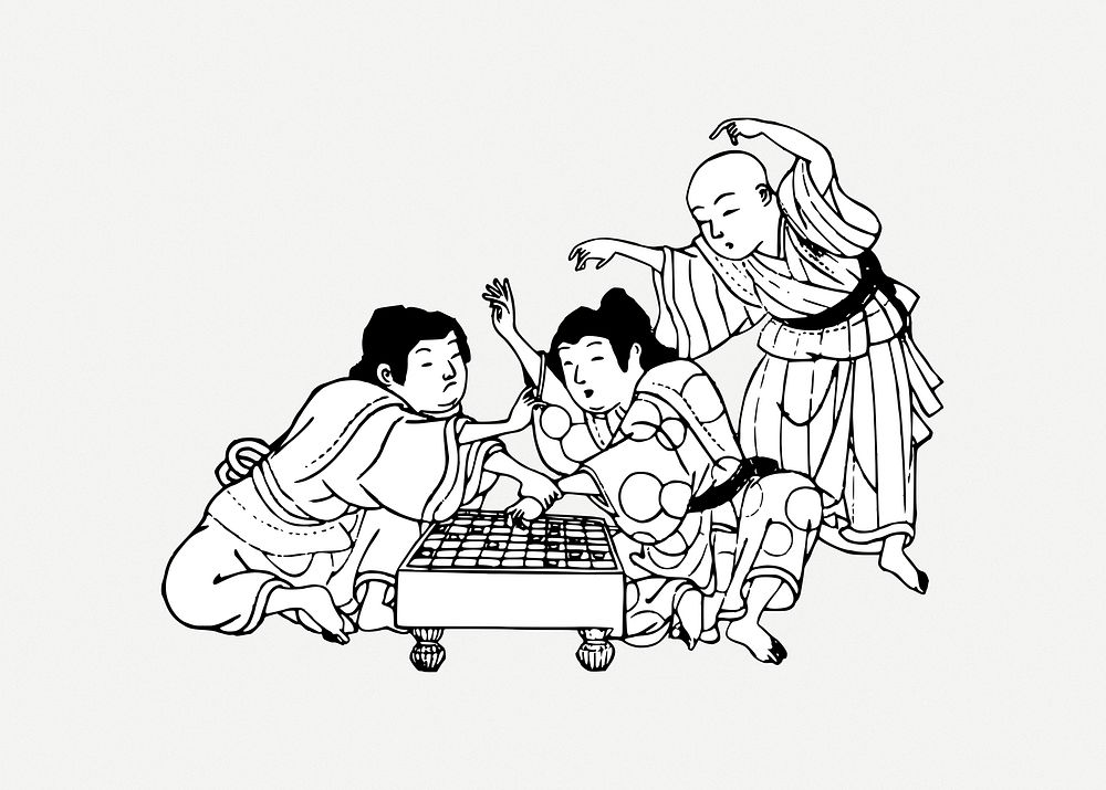 Asian children playing clip art psd. Free public domain CC0 image.