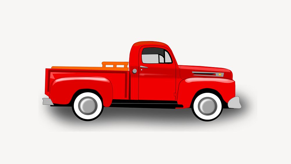 Red truck illustration, clip art. Free public domain CC0 image.