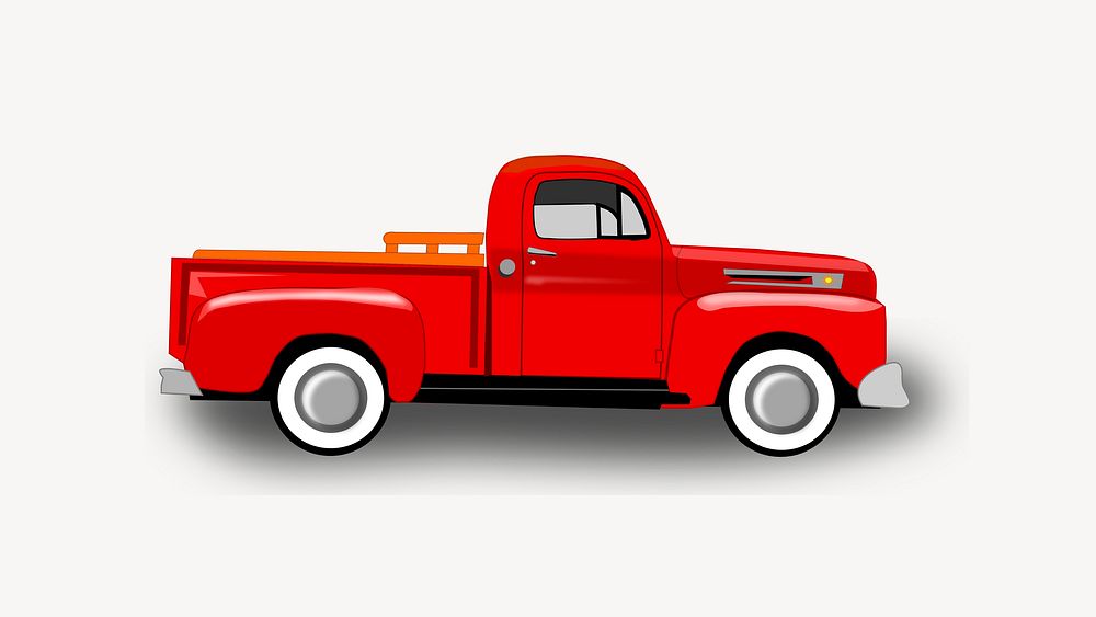 Red truck clipart, illustration psd. Free public domain CC0 image.