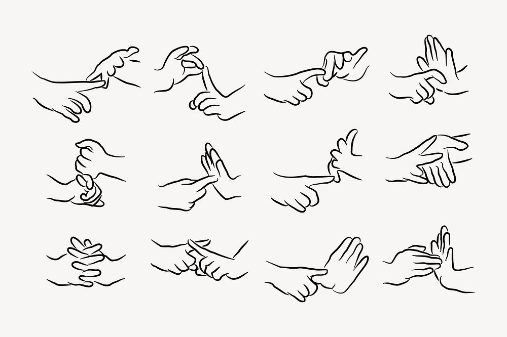 Sign language set illustration. Free public domain CC0 image.