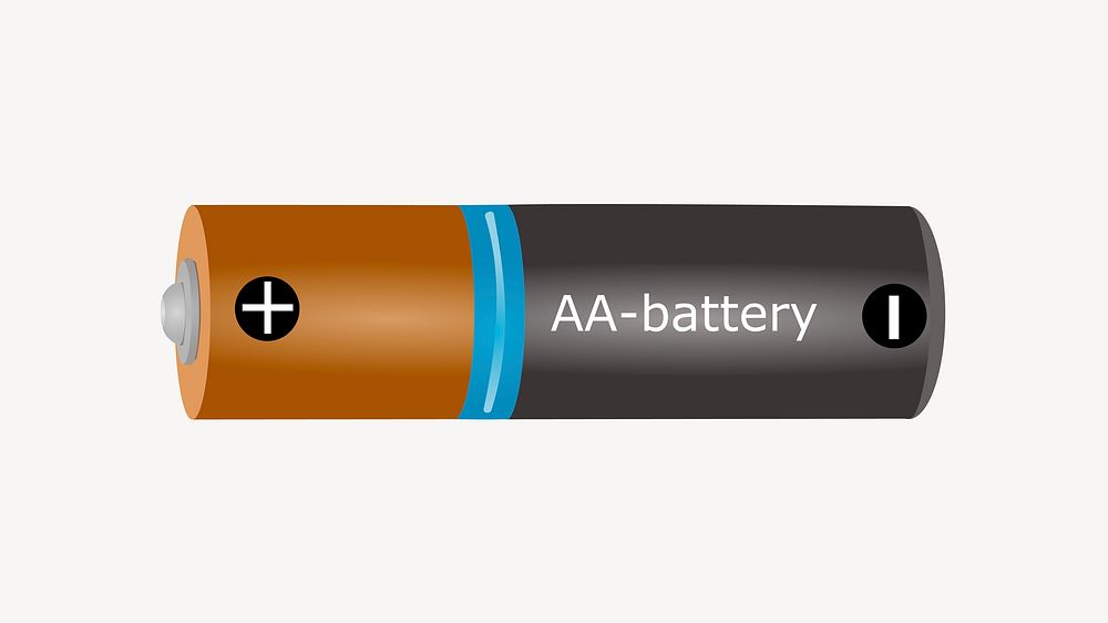 AA battery illustration, clip art. Free public domain CC0 image.