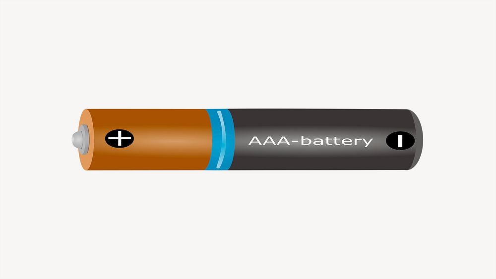 AAA battery clipart, illustration psd. Free public domain CC0 image.