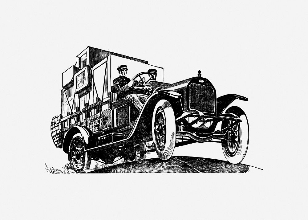 Antique car illustration, clip art. Free public domain CC0 image.