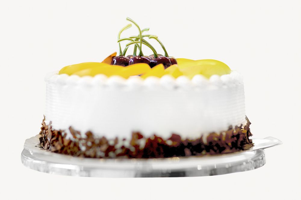 Fruity vanilla cream cake isolated image