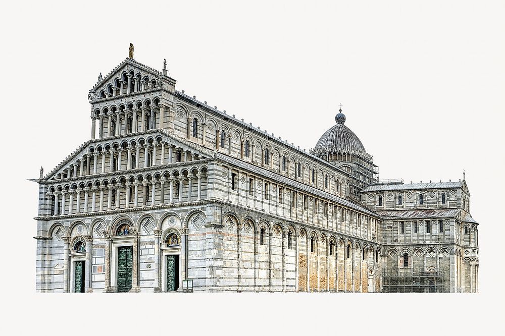 Pisa Cathedral, Italy photo on white