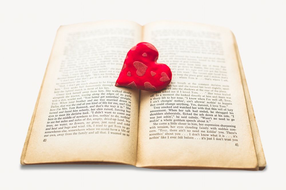 Heart on book, isolated image