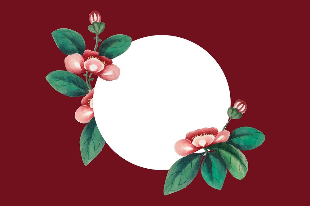 Circle shape, vintage flower design on blank background