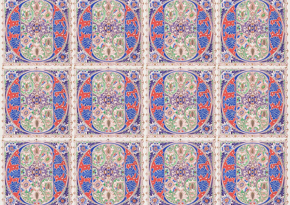 Vintage floral rug pattern background. Remixed by rawpixel.