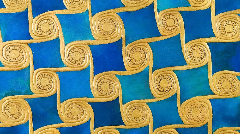 Egyptian's gold & blue pattern  desktop wallpaper. Remixed by rawpixel.