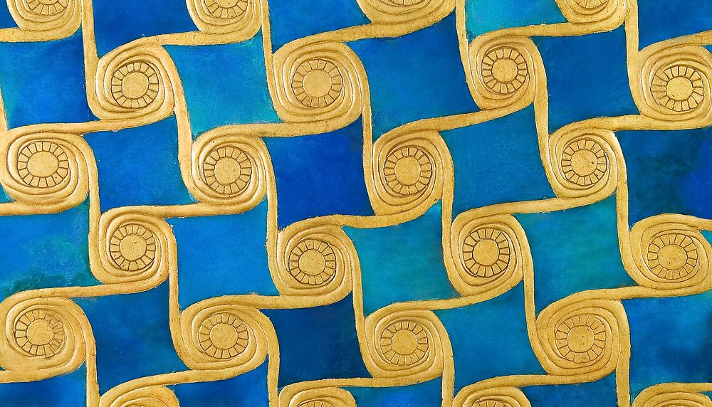 Egyptian's gold & blue pattern background, Reconstruction of Geometric Decoration. Remixed by rawpixel.